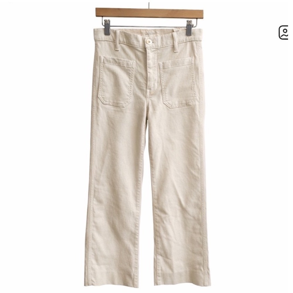 The Great Crop Wide Leg Pants Cream Corduroy‎ Size 26 Made in USA